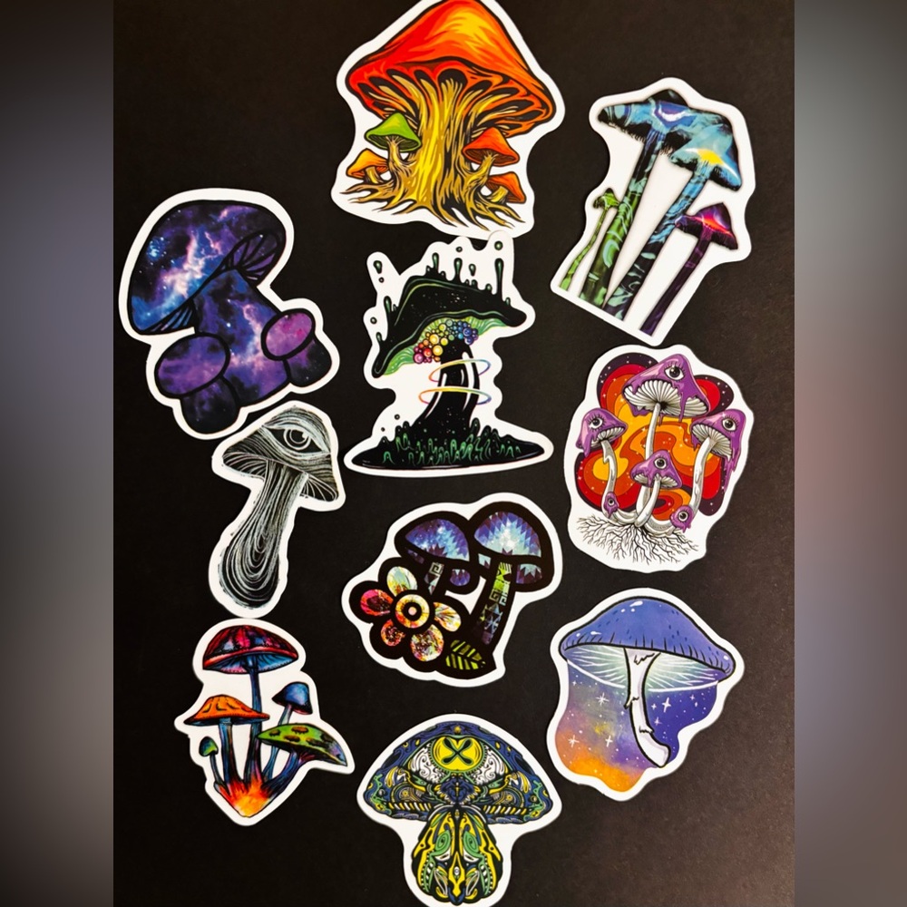 2/$13 for 🎃 10 pc - Colorful Mushroom Sticker Set